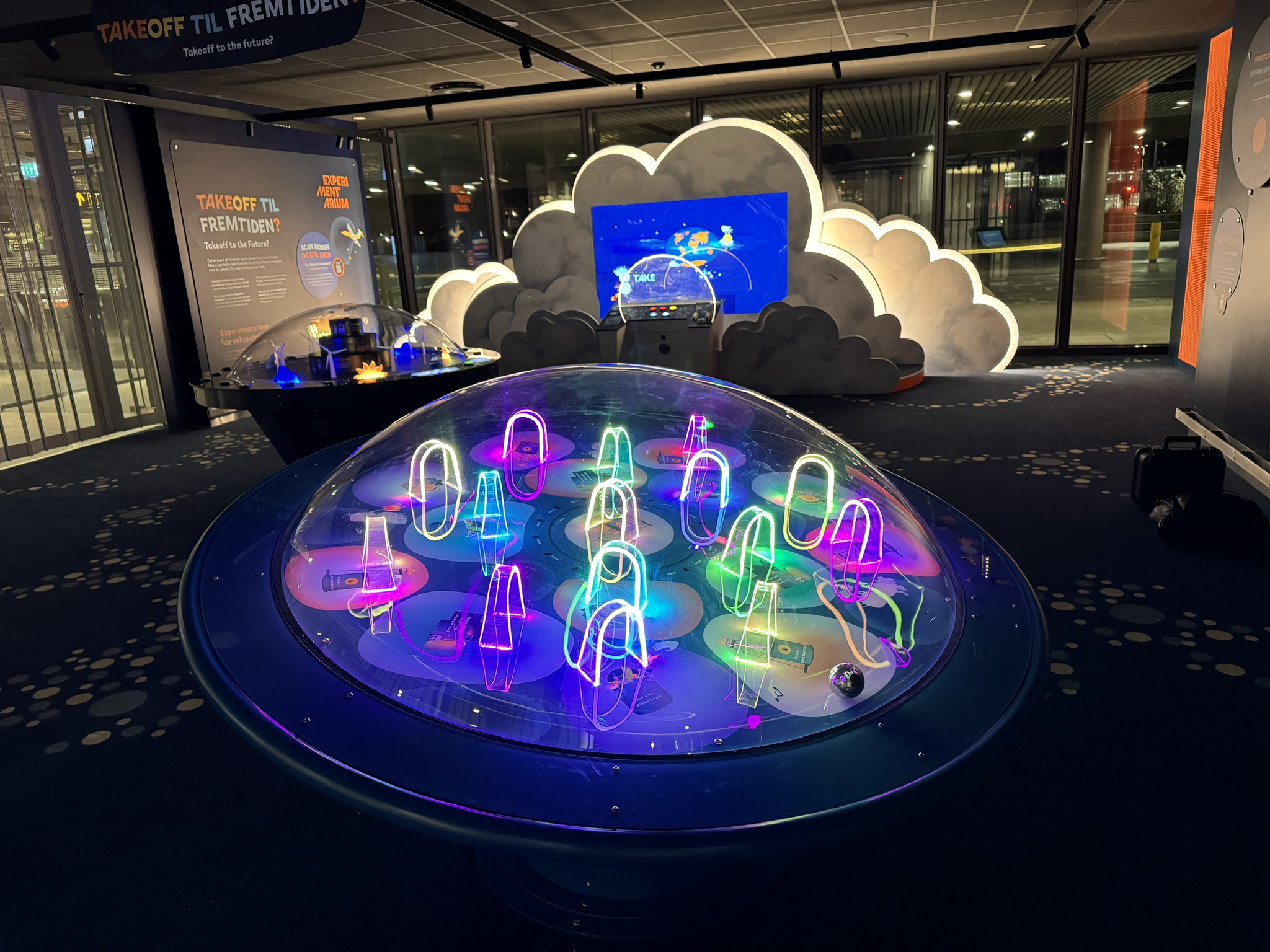 Interactive Takeoff to the Future exhibition installation at Experimentarium